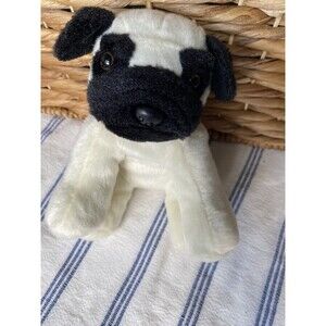 Unipak Design PUG Puppy Dog, Cream Black, Plush Stuffed Animal, 8”